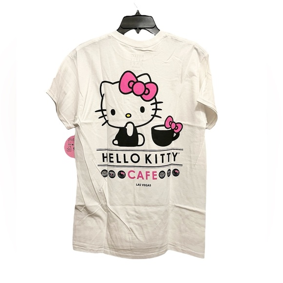 Hello Kitty Cafe Unisex Basic White HK Cafe Logo Tee - Picture 2 of 4